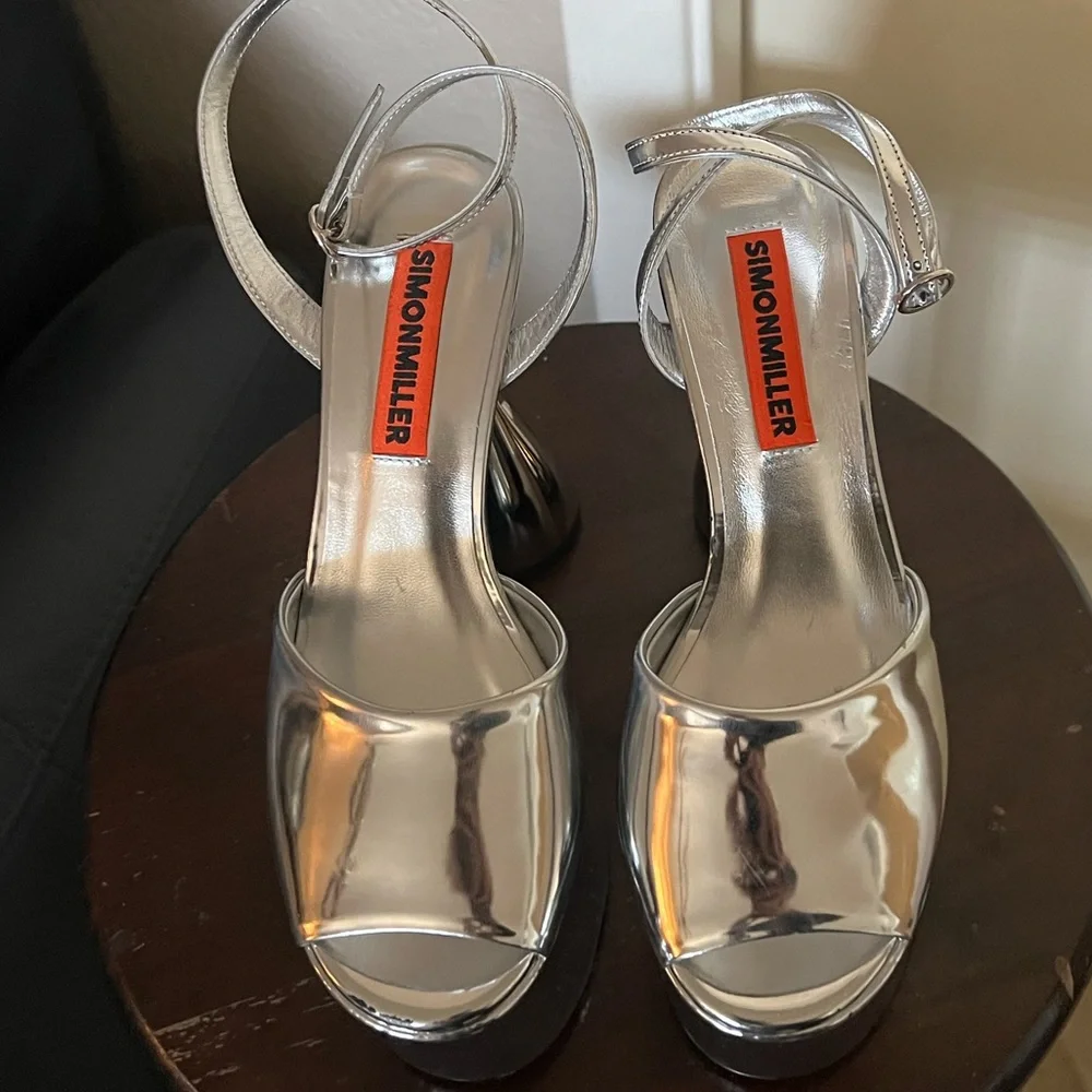 Simon Miller Peep Toe Ankle Strap Platform Sandals Shoes Heels 37 - Picture 11 of 13